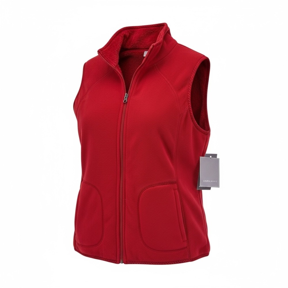Laura Scott Womens Fleece Vest Full Zip Pockets Sleeveless Red Womens XL NEW - Picture 13 of 13